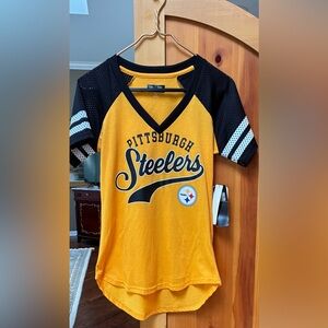 Team Apparel Gold and Black Steelers V-Neck Jersey